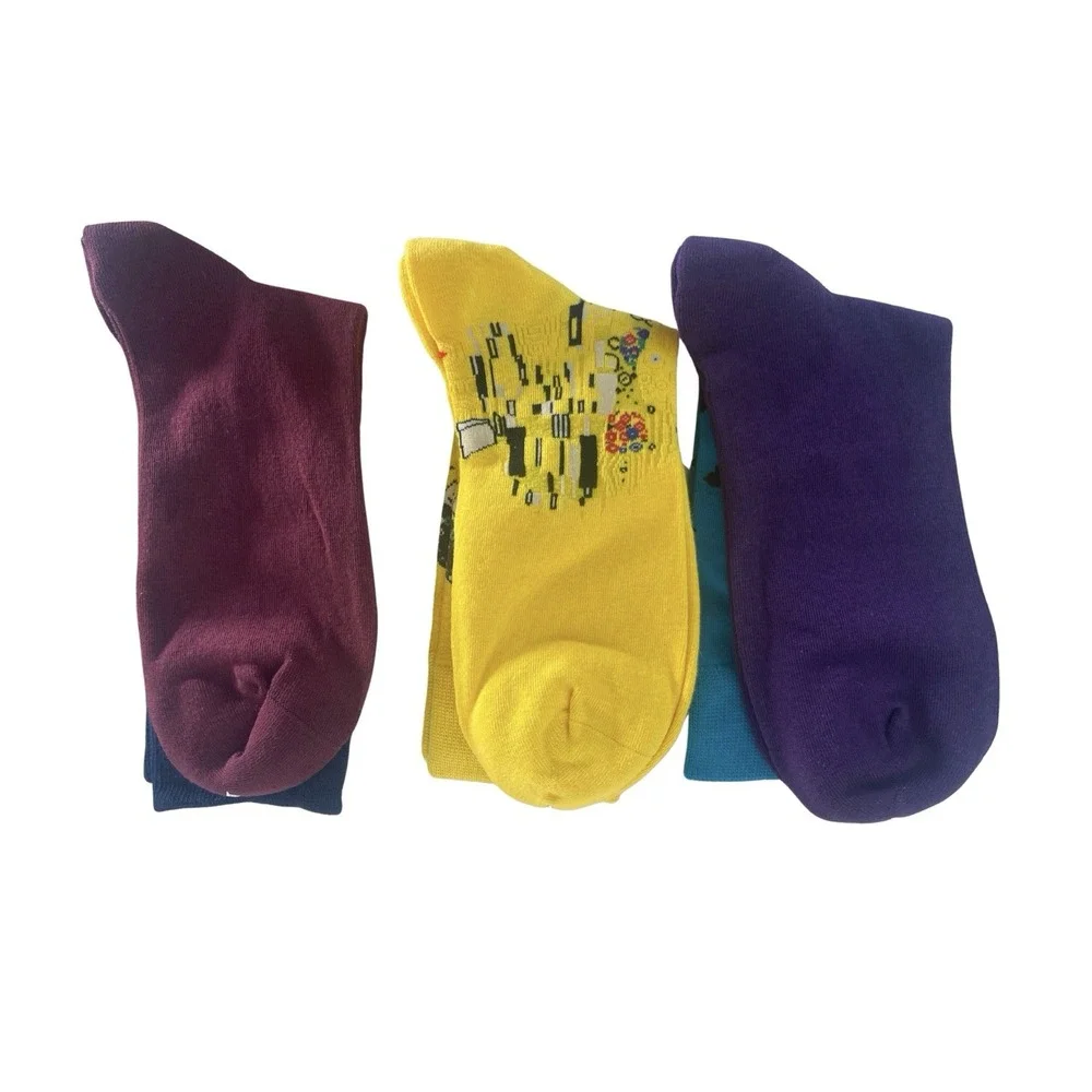 3-Pairs Famous Oil Painting‎ Socks- Klimt Raphael Women's OS Art Colorful Fancy